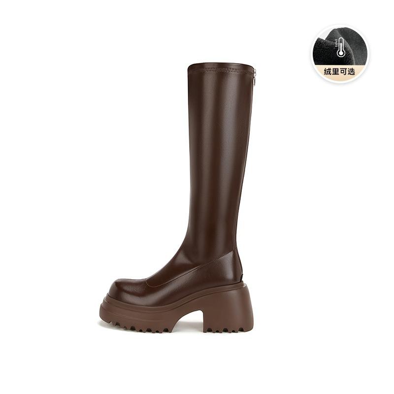 

[] Manga legs~ 8.5cm thick-soled velvet medium-tall knight boots women s thin boots long boots 40