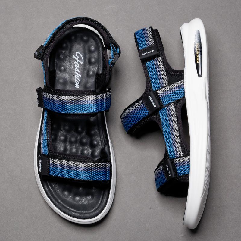 

Пляжная обувь мужская легкая летняя 2024 года, новые сандалии с открытым носком на липучках, мягкие эластичные повседневные износостойкие тапочки для улицы 38