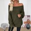 Autumn Winter Loose Casual Solid Color Off the Shoulder Sweater Women All-match Bottomed Knitting Pullover Top