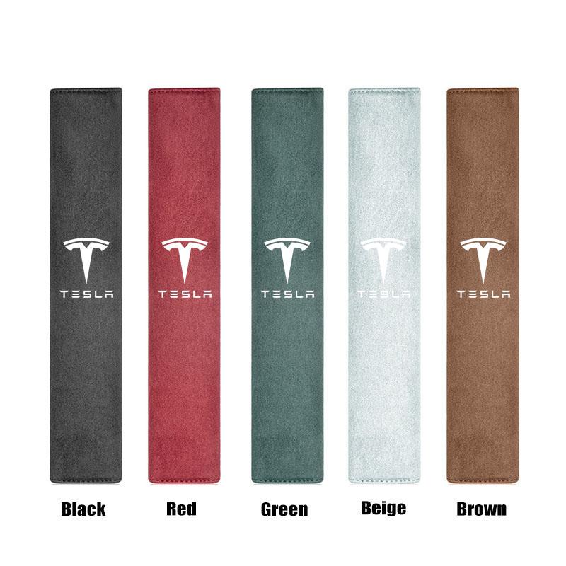 

Car Seat Safety Belts Shoulder Cover Suede Soft Pad For Tesla Model 3 Model S Model X Model Y Cybertruck Roadster SpaceX 1Pcs Black