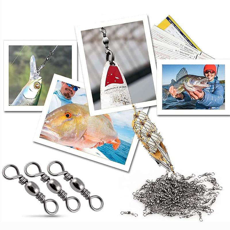 Goture 200 pz Girella a moschettone da pesca 16kg-46kg Acciaio Inossidabile Amo da pesca Girella a barilotto Attrezzatura da pesca Connettore per lenza