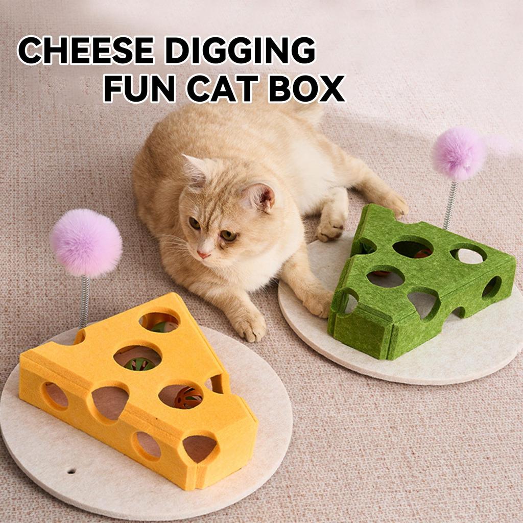 Cat Educational Toys Interactive For Indoor Cat Tease Box With Squeaker Toys And Scratching, Track Ball Toys For Cat Physical Exercise