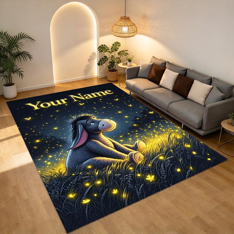 Custom Name Firefly Night Carpet Rug for Bedroom Living Room Home Sofa Decoration,Playroom Sofa Office Home Decor Game Large Decor Floor Mat