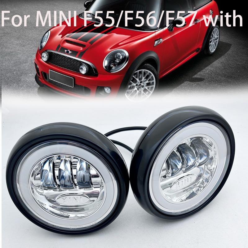 2pcs/Black Housing LED Rally Driving Lights on Front Bumper Grille For BMW MINI Cooper R55 R56 R57 R58 R59 Additional Headlight