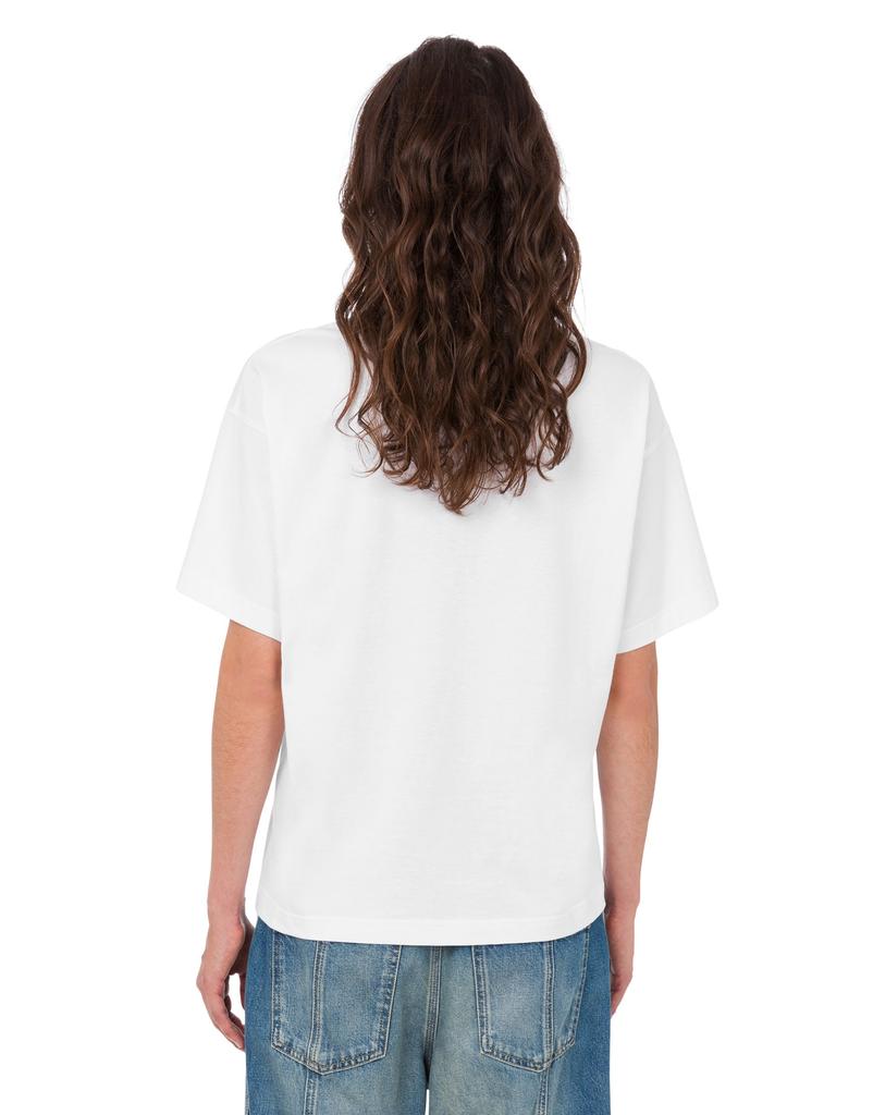 MOSCHINO Goose Pearl White Cotton Jersey T-Shirt
