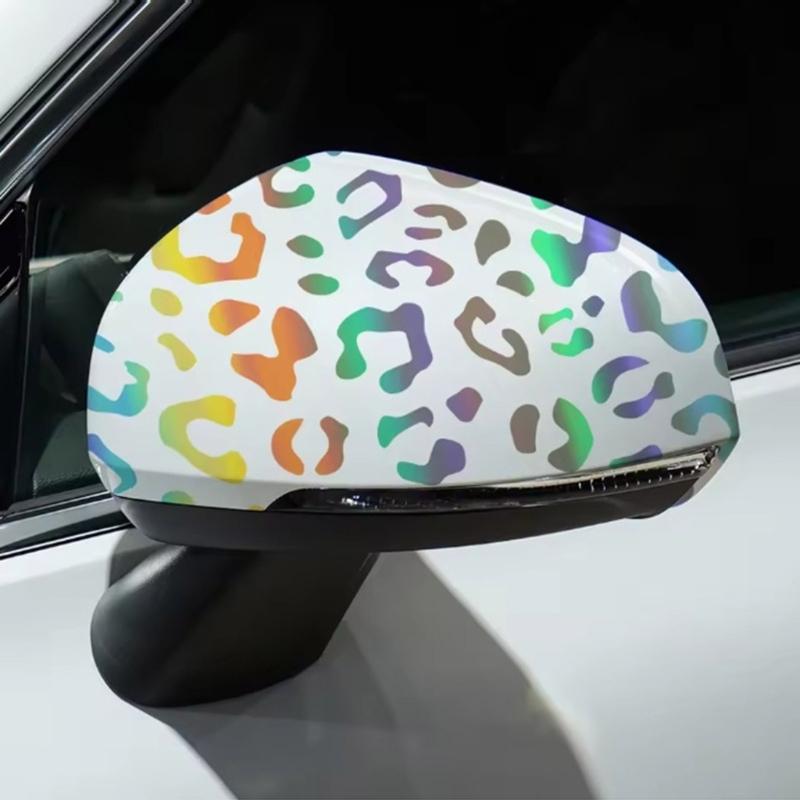 Animal Print Decals Adhesive PVC Flexible Stickers Decoration Car Rearview Mirror Sticker Mirror Trim Easy Installation