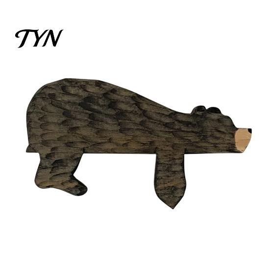 Nursery Door Frame Decoration Wood Brown Bear Topper, Adorable Shape Statue Decor, Nature Inspired Room Decor Animal Shelf Corner Wall Art for