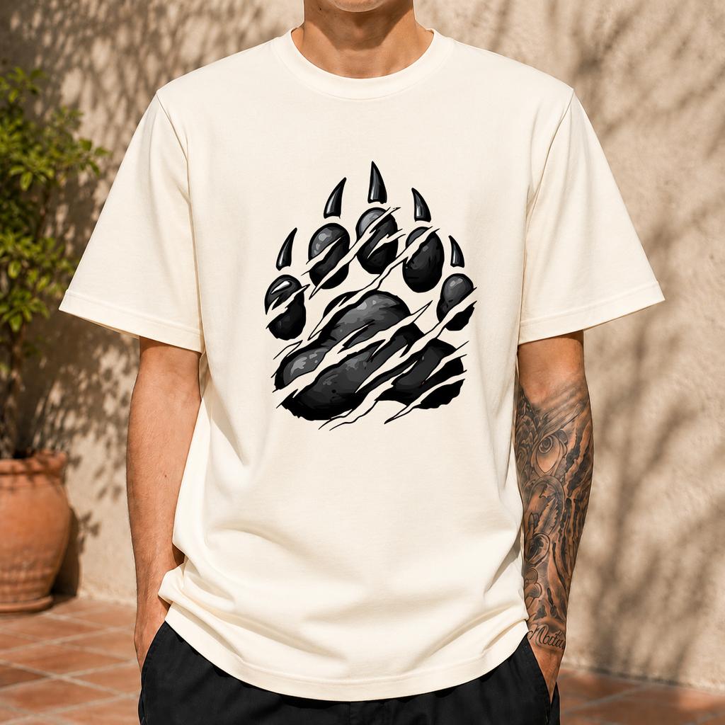 2026 New Pure Cotton Tshirt With Beast Claw Scratch Print Crew Neck Short Sleeve Casual Top