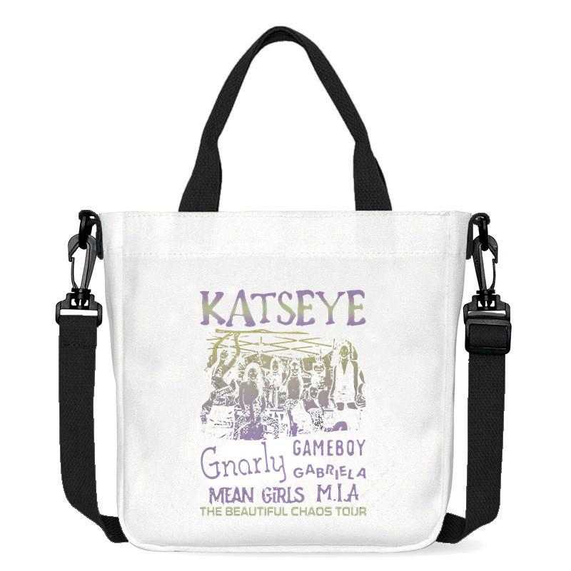 Casual Outdoor Organizer KATSEYE Printed Crossbody Bag Canvas Shoulder Bags 23 x 23 x 5CM