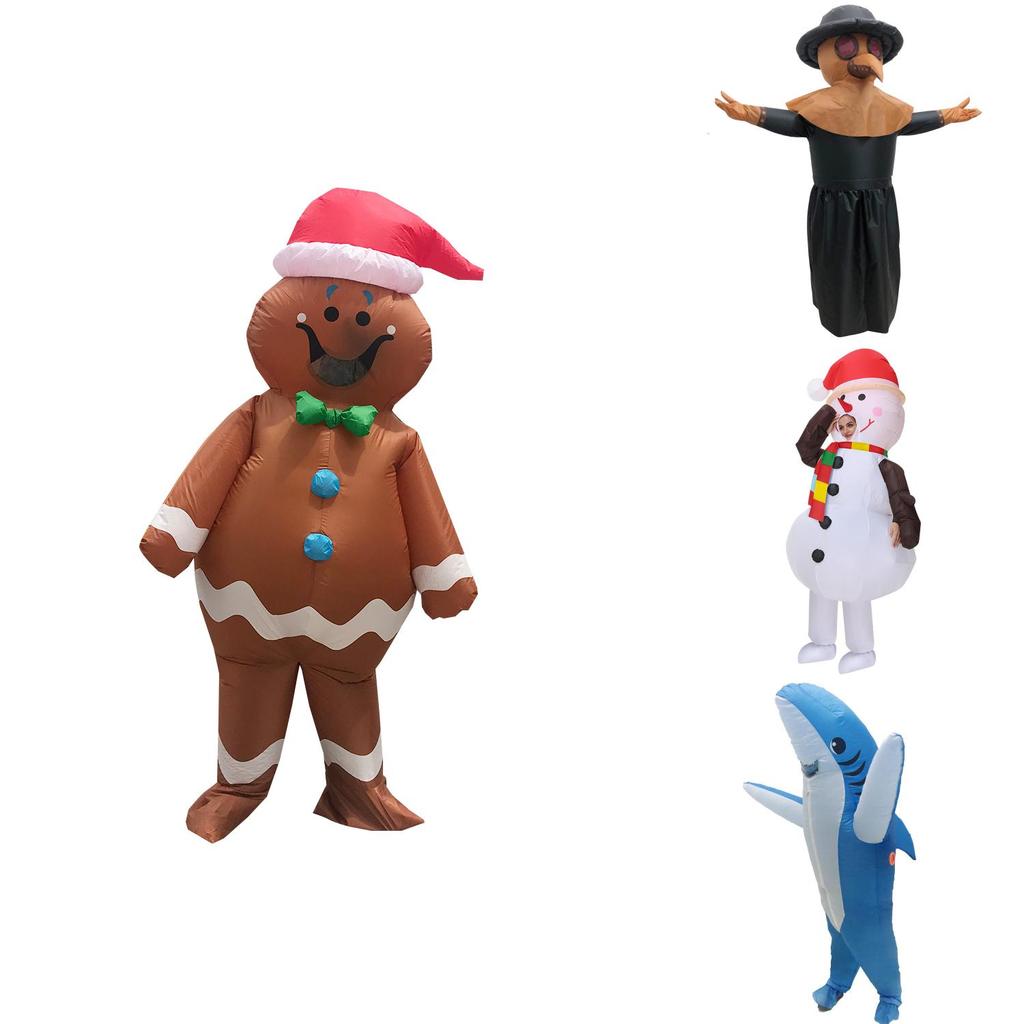 Aufblasbares Erwachsenenkostüm Weihnachtsmann Schneemann Lebkuchenmann für Cosplay- und Halloween-Partys