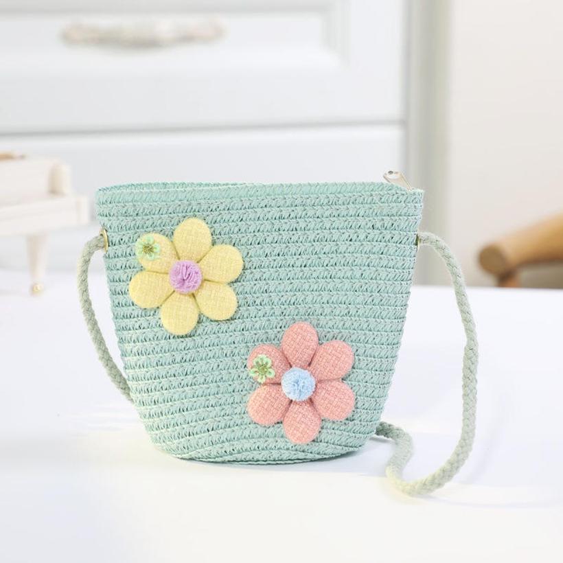 Cute Girls Kids Mini Straw Beach Shoulder Bag Lightweight Summer Crossboy Purse Small Wallet Handbag