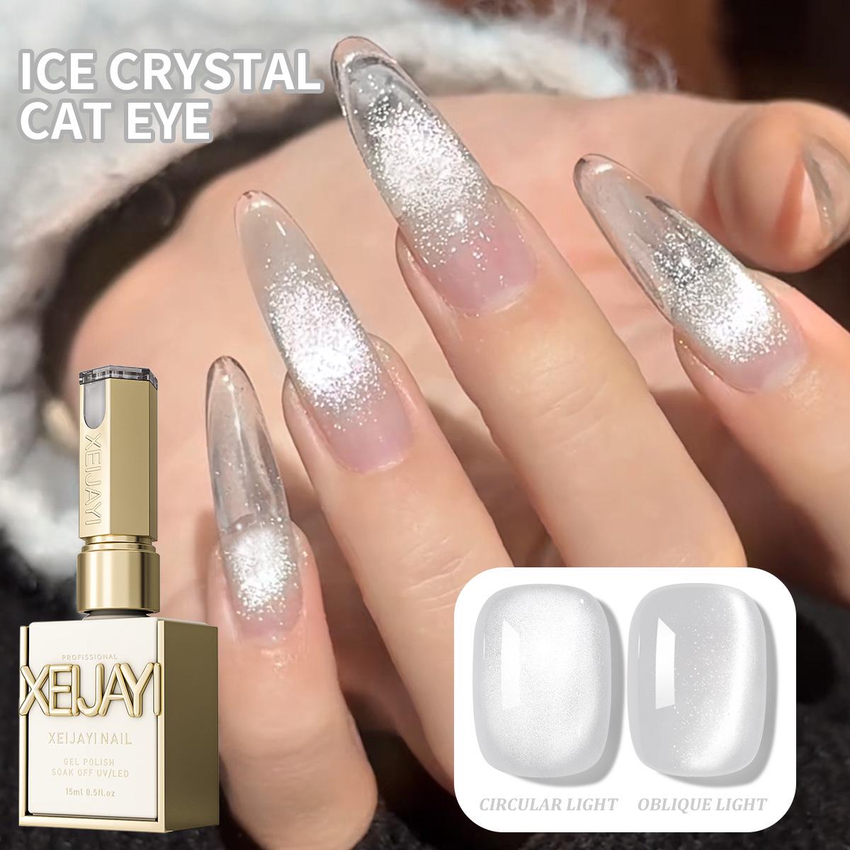 

Ice Transparent Jelly Cat Eye UV Gel Polish - Aurora Bright, Sheer White Crystals