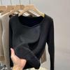 Women's Winter Warm Plush Knit Sweater - Low-Neck One-Piece with Plus Velvet Thickened Base Layer
