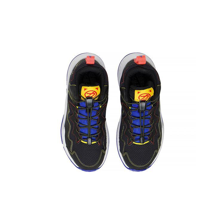 LiNing Youth  Rebound Shock Absorption Breathable Wear-Resistant Non-Slip Mid-Top Basketball Shoes Kids Basketball Shoes Black YKBS088-3