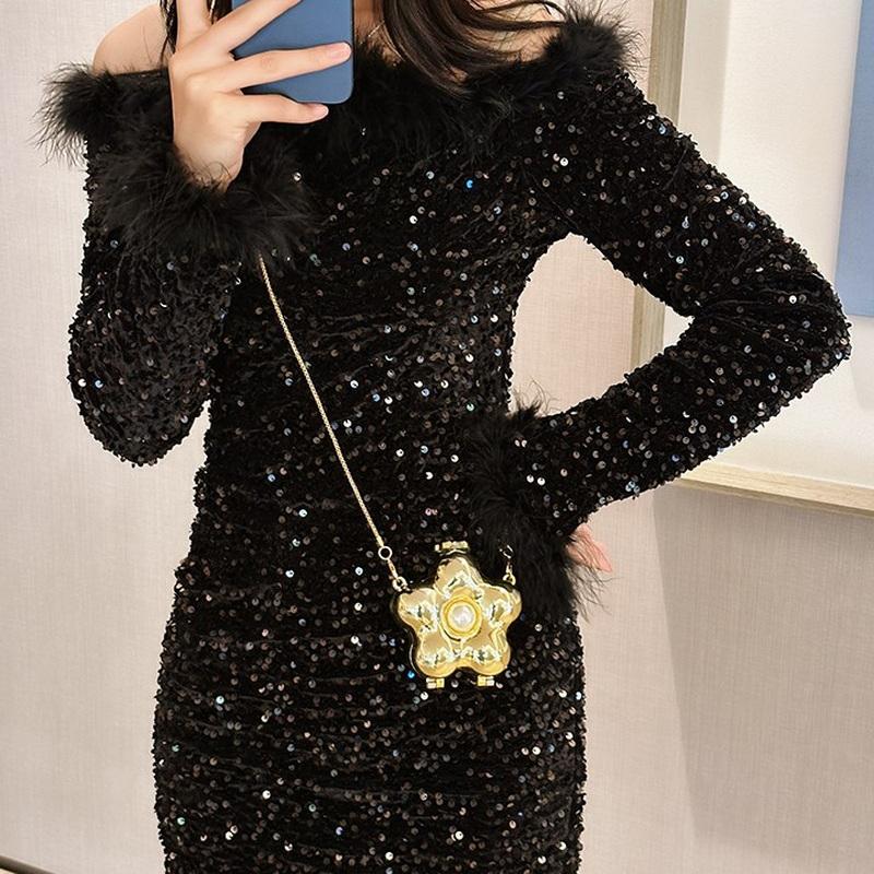 Acrylic Lipstick Bag For Wommen High Quality Acrylic Shoulder Bag Flower Bow Bag Mini Change Key Crossbody Bag