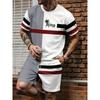 Nuovo Set da Uomo con Ancora Blu Marina T-Shirt Estiva da Esterno & Pantaloncini con Coulisse Set Due Pezzi Abbigliamento Sportivo Casual