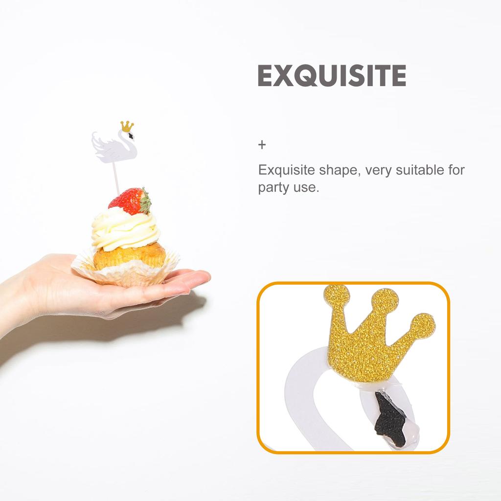 15 Stück Kuchendekoration Hinzufügen- Schwan Topper Geburtstag Hübsche Cupcake Ornamente Dessert Papierpicker