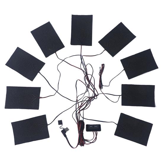 

Лист нагревателя Интеллектуальное двойное управление Трехступенчатый переключатель Быстрый нагрев USB зарядка Экономия энергии Одежда с подогревом Водонепроницаемая Углеродное волокно 9 чёрный