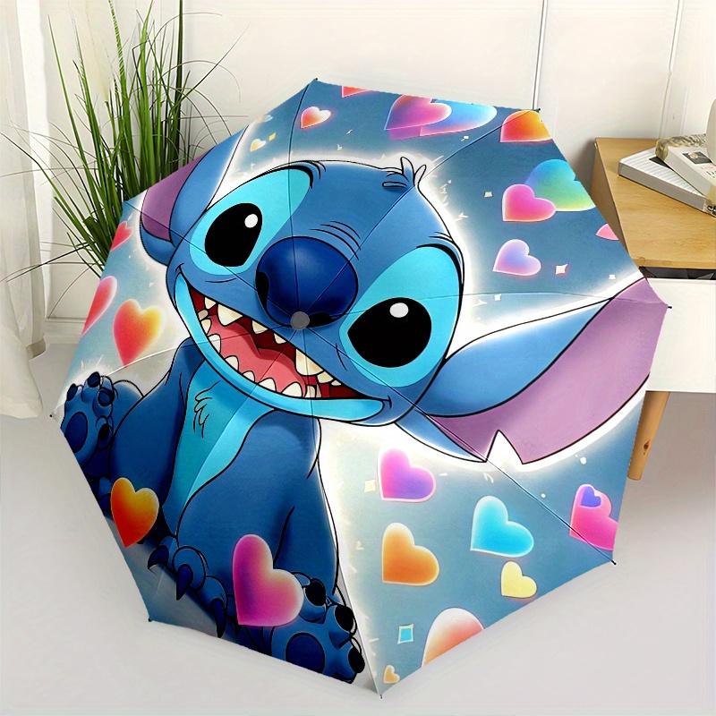 

Stitch,Hearts Automatic Folding Umbrella Simple 8 Rib Design, Bright Cartoon Pattern, Durable Iron Frame, Suitable For Travel, Outdoor, Be