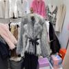 Giacca in pelliccia sintetica pelo di volpe frangia cambio graduale corto termico cappotto donna