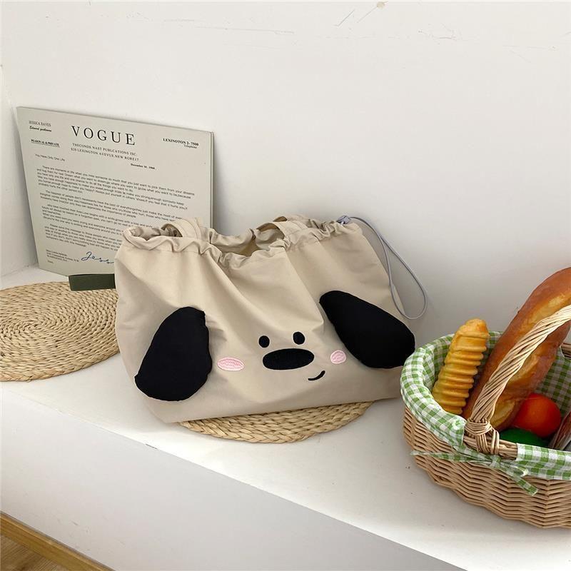 

Summer Canvas Bag Red Lazy Fashion K-style New Arrival Letter Shoulder Bag Bag Girls Large Capacity Underarm Bag Big Ears Dog Nylon Bags-Brown