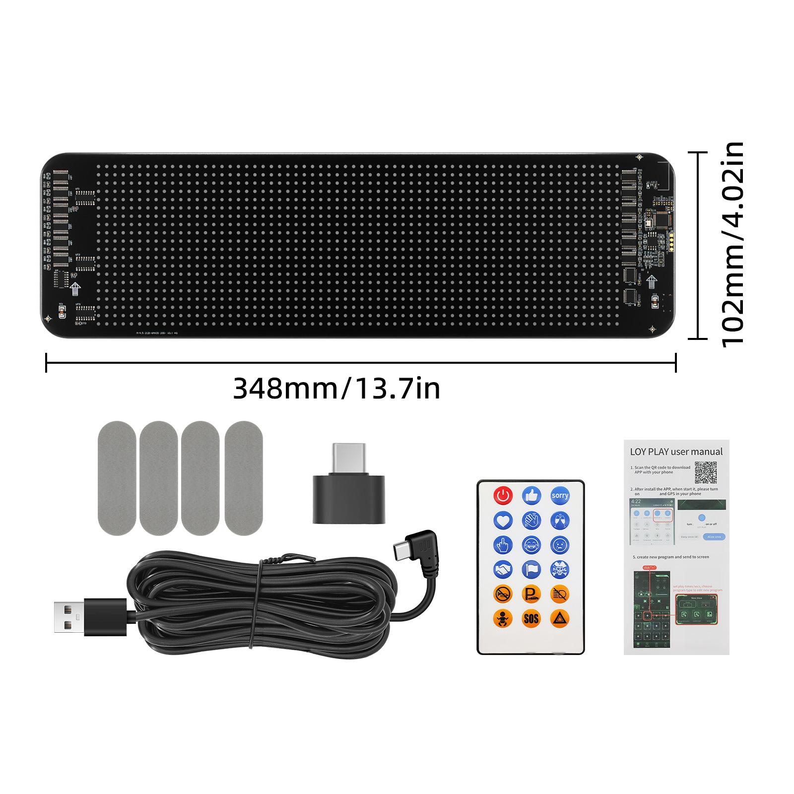 

RGB светодиодная вывеска для автомобиля с анимацией, светодиодная матричная пиксельная панель, программируемая DIY, управление через приложение, совместимое с Bluetooth, светодиодный гибкий дисплей