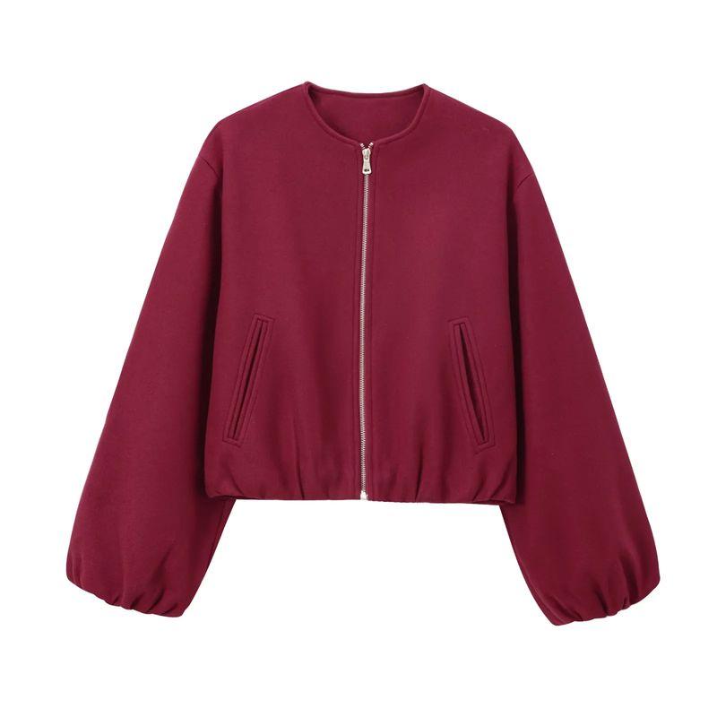Spring New Women's Clothing Round Neck Long Sleeves Elastic Decorative Layer Soft Pilot Jacket Outwear 3046274