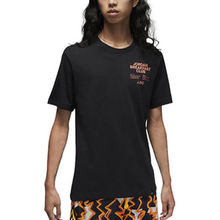 Jordan Breakfast Club T Shirts Men's Black Crew Neck Moderate Straight Fit DQ7385-010