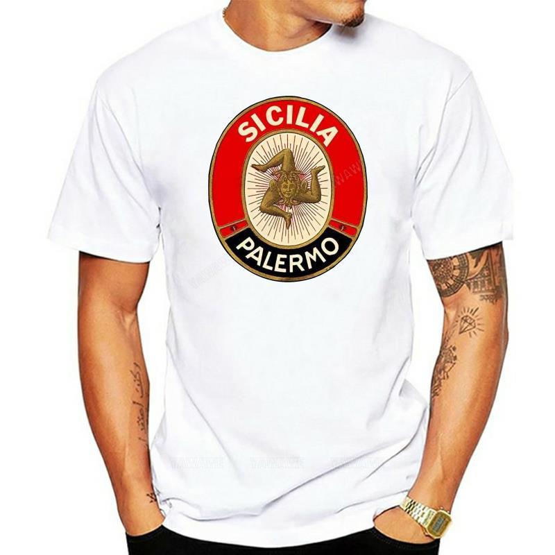Mens tshirts Summer Teeshirts Sicilia Palermo TShirt  Vintage Style Sicily Tee unisex Oneck short sleeve male casual T Shirt