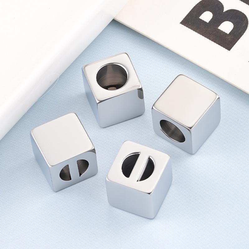 Labubu Polished Stainless Steel Square Pendant Bead for DIY Jewelry - Customizable Logo