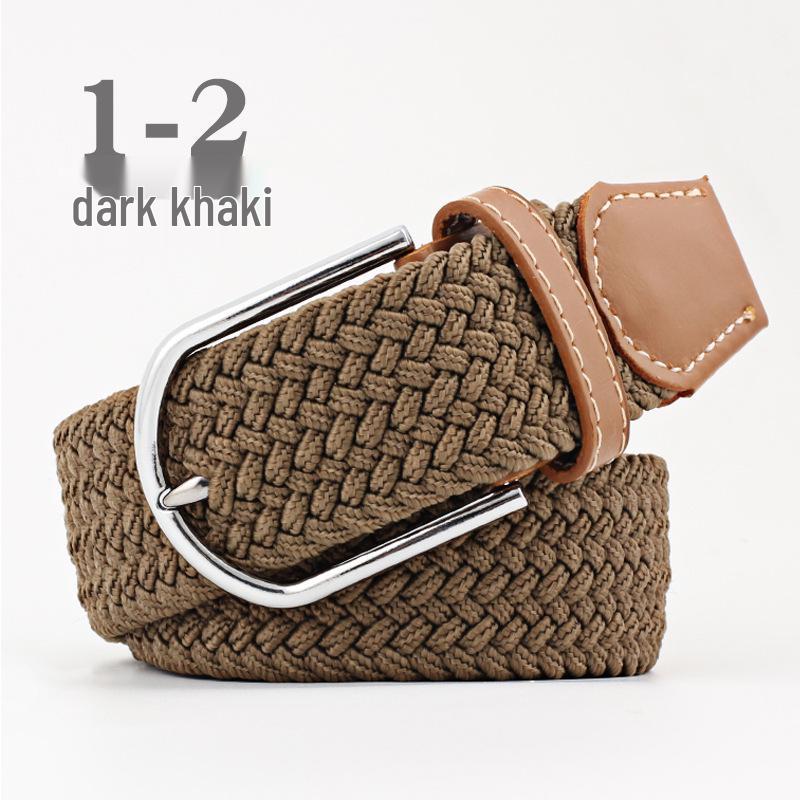 חגורת בד אלסטית יוניסקס עם אבזם פין - אבזם אריגה קז'ואל מתיחה עם הדגש עור