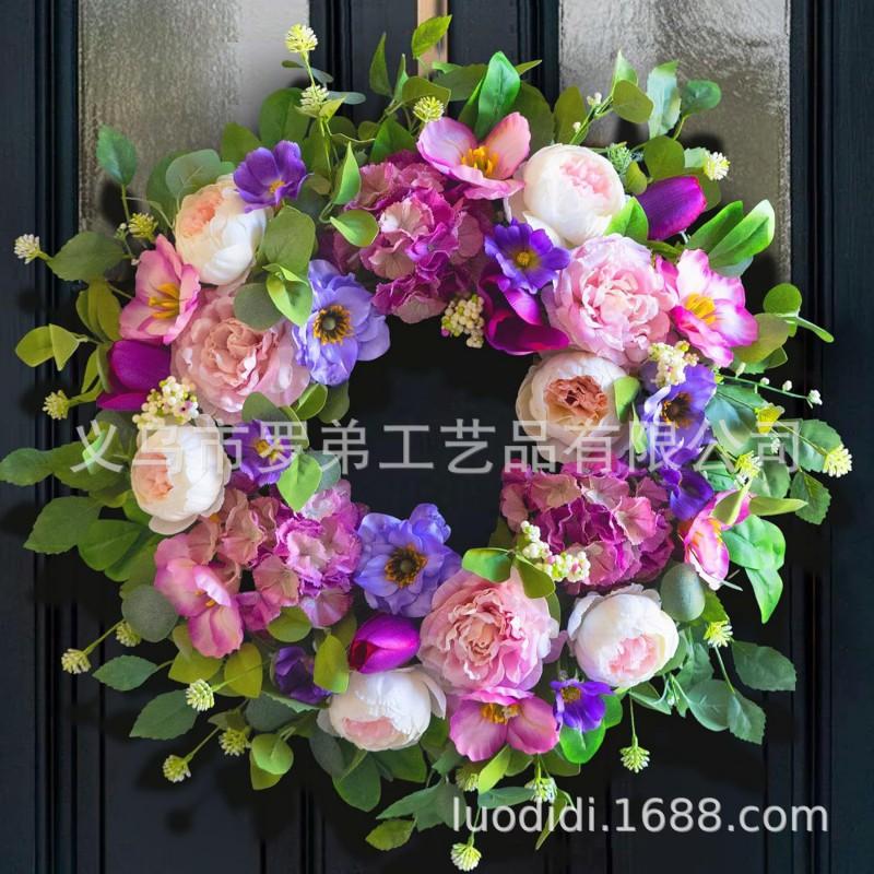 Artificial Flower Wreath Easter Valentines Day Decor Hotel Restaurant Door Hanging Decoration