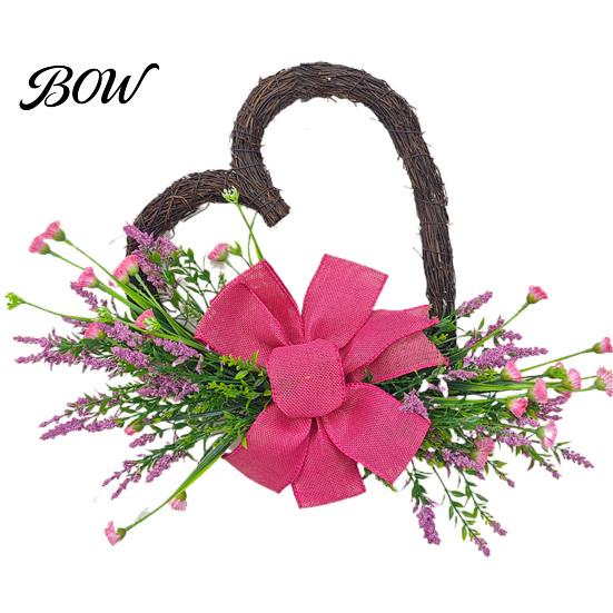 Romantic Door Wreath Heart Shaped Rattan Artificial Flowers Grapevine Branch with Burlap Moisture Resistant Bow for Valentine s Day Front Porch 40cm