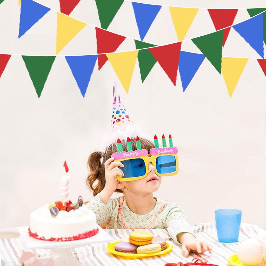 Pinkblume Super Mario Color Triangle Flag Fabric Garland Banner Party Decorations in and Green Pennant Designs for Outdoor 100th Day Kids Room and