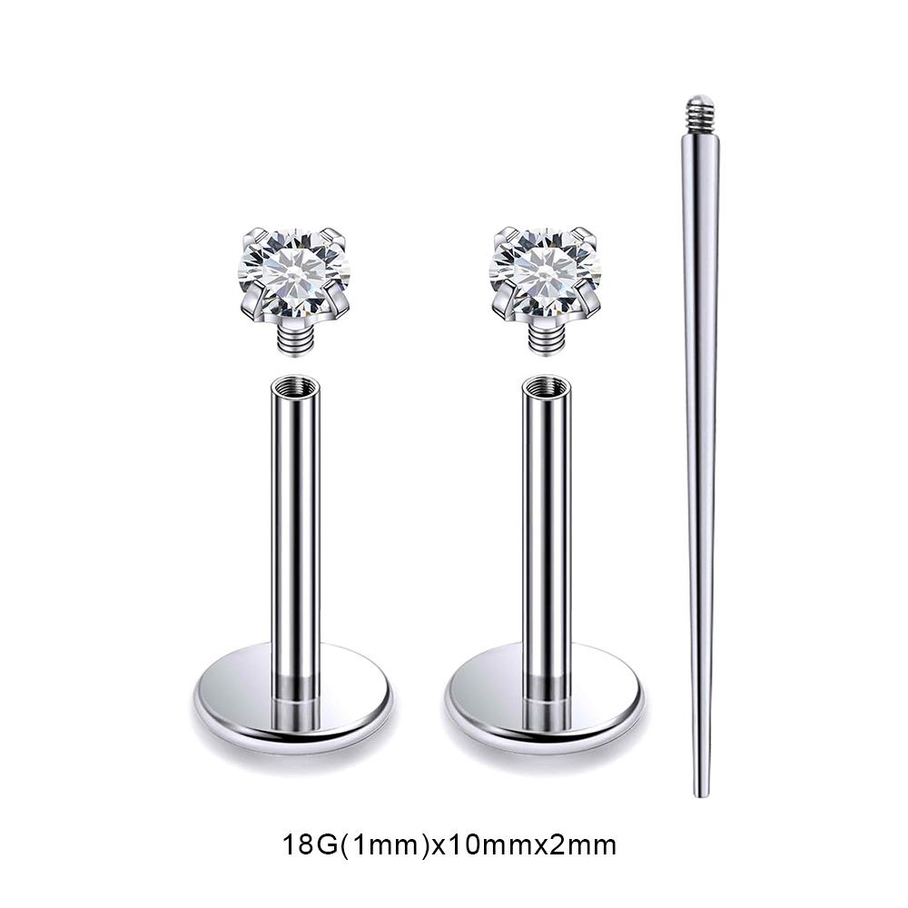 3 PCS ASTM-F136 G23 Titanium Steel Labret Lip Piercing Men Women Round CZ Crystal Ear Cartilage Helix Piercings 6/8/10MM