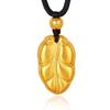 Colar com Pingente de Folha Grande Dourado Areia Vietnamita - Joia de Folha Banhada a Ouro em Latão, Estilo Popular