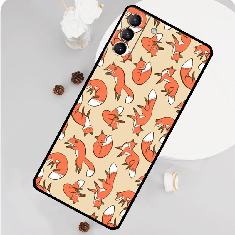 Cartoon Foxes Animal Phone Case For Samsung Galaxy S25 S26 Ultra S20 S21 S22 S23 S24 Plus S10 S25 FE Funda Cover