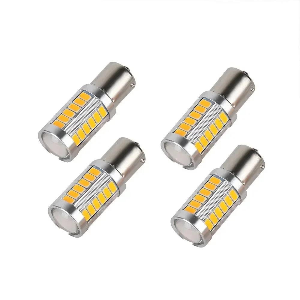4PCS 33LED 581 BAU15S PY21W Car LED Bulbs Turn Signal Light 12V Yellow Brake Reverse Parking Lamps Indicator Led Bulbs 7