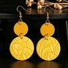 Bohemian Floral Double-Sided Leather Pendant Earrings