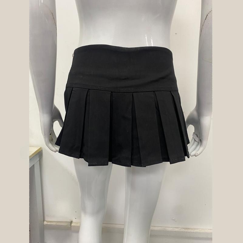 Y2K Gothic Punk Harajuku Sexy Ultra Short Riveted Fold Mini Skirt