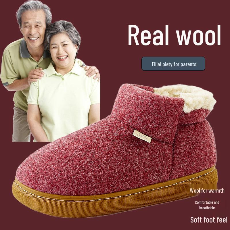 Men's High Heel Wool and Cotton Slippers: Warm, Non-Slip, Velvet Lined for Autumn & Winter
