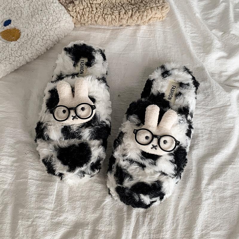 2025 New Cute Cartoon Fluffy Slippers Women's Autumn and Winter Home Indoor Non-slip Thick Bottom Student Dormitory Cotton Mop