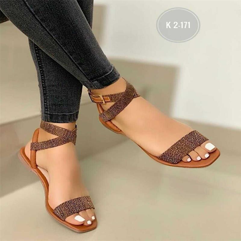 Large Size Women Ankle Wrap Ladies Outside Buckle Sandals