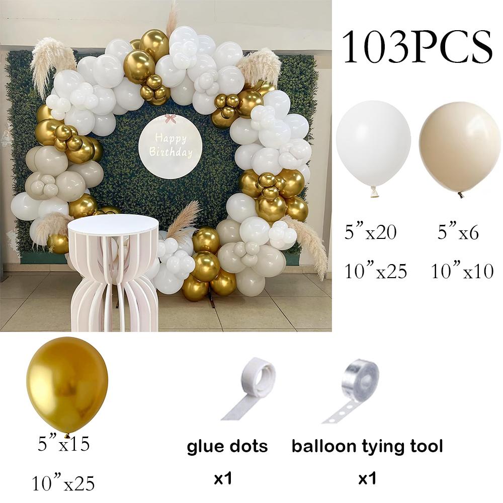 

Metallic Gold Balloons Garland White Sand Balloon Arch Kit Birthday Party Baby Shower Wedding Anniversary Graduation Decoration AS Picture