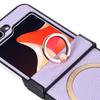 For Samsung Galaxy Z Flip6 5G Magnetic Case with Ring Kickstand Leather+PC Phone Cover Hinge Protection
