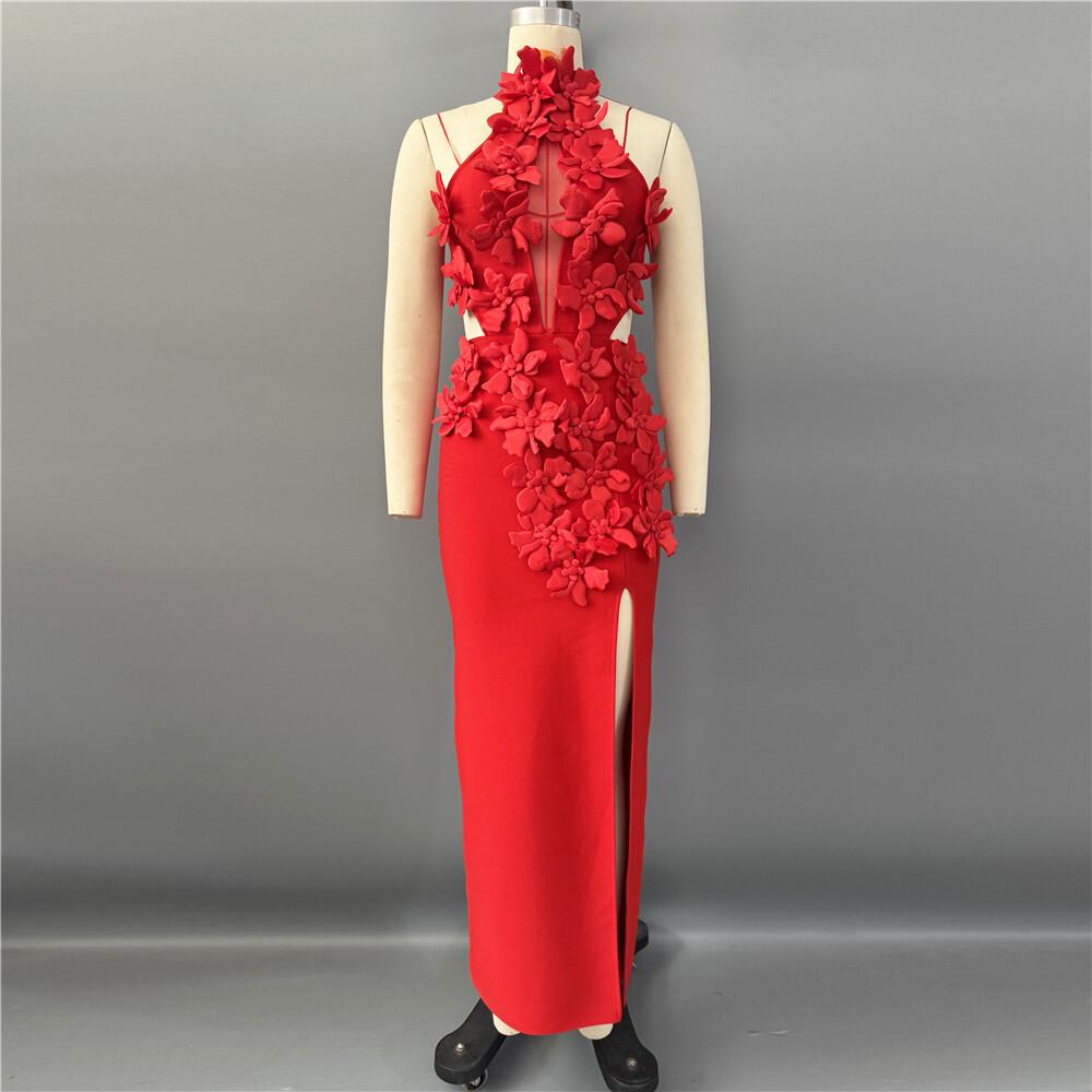 Elegant 2026 European & American Flower Bandage Evening Gown for Women