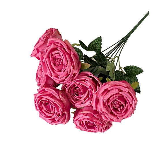 

Artificial Rose Flower for Flower Arrangement 7 Heads Full Blooms Faux Silk Rose Bouquet with Stem for Home Office Party Wedding Decoration