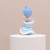 Anime Rem/Ram Figure Sitting pose  Instant Noodles Press Action Figure Swimsuit Model Desktop Ornaments Collection toy Gifts