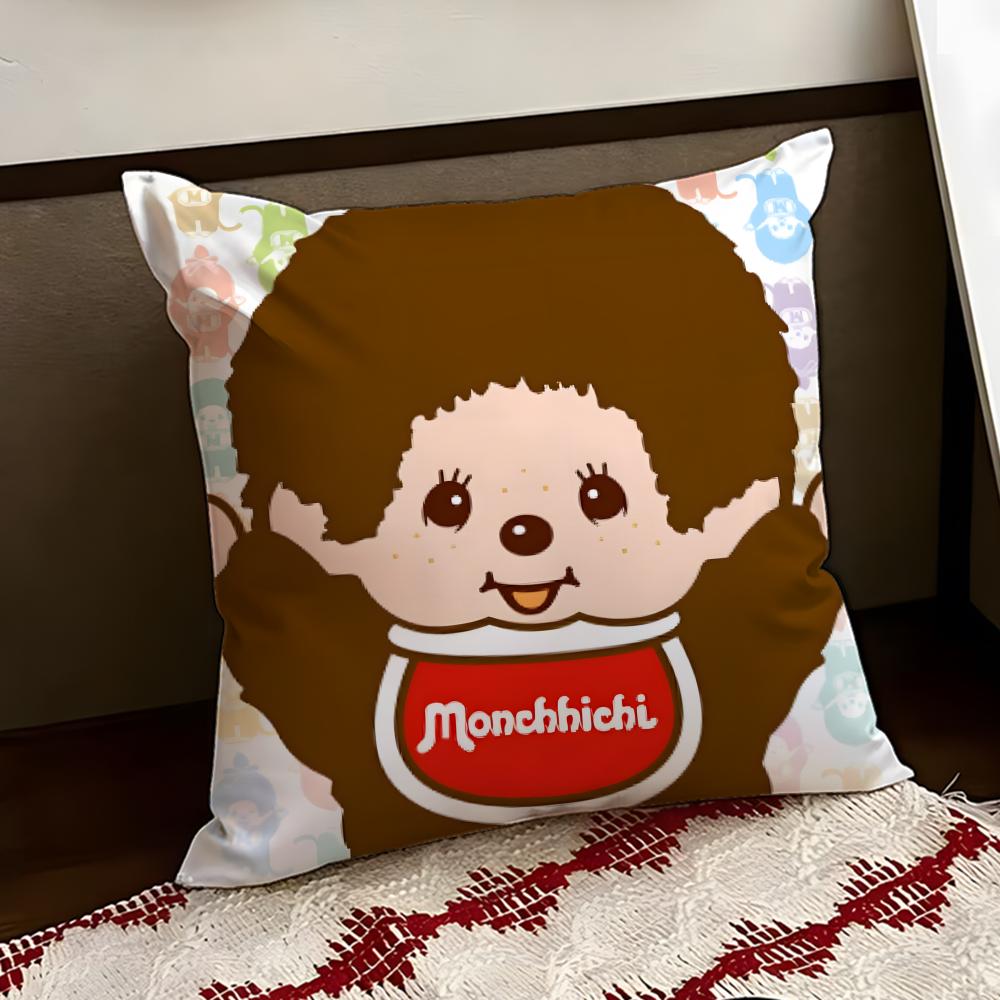 Cartoon MMonchhichi Cushion Cover Reversible Soft Durable Pillow Cover Home  Car MultiScene Use for Daily Comfort