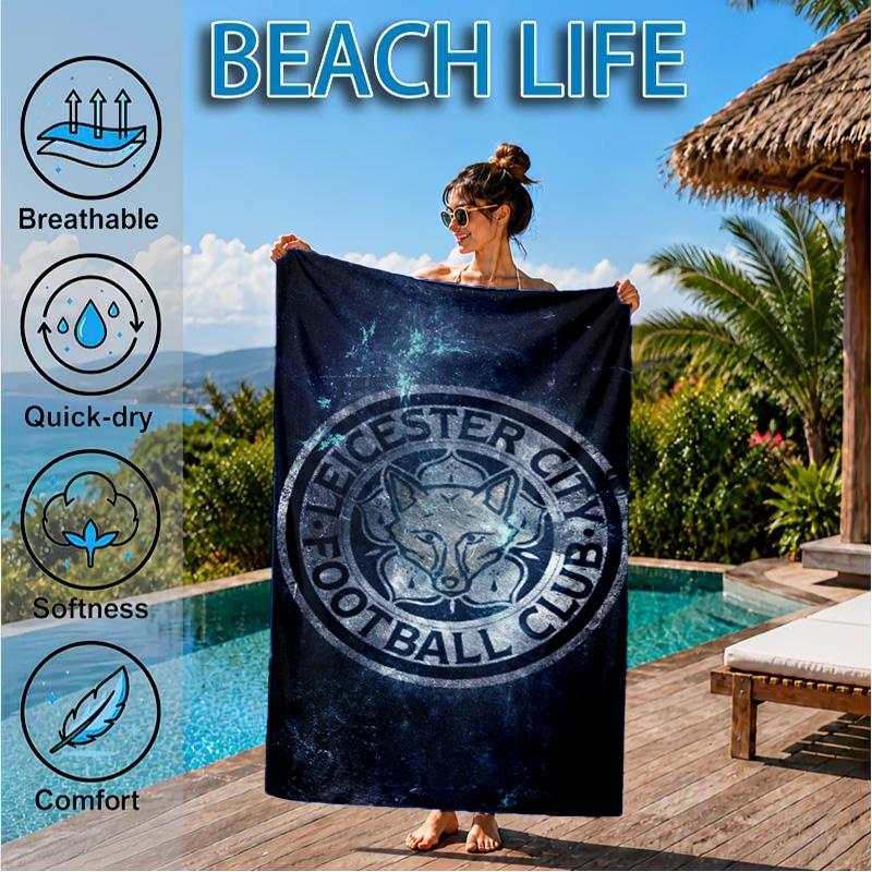 Fc Crest Design Printed Microfiber Beach Towel, Soft And Absorbent, Quick-Dry, Ideal for Summer Travel, Beach Essential, Swimming Pool